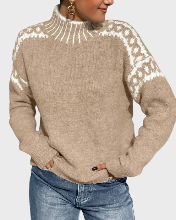 Roumiana™ – Плетена пуловер с висока яка