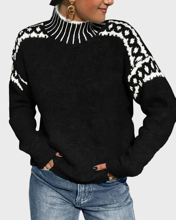 Roumiana™ – Плетена пуловер с висока яка