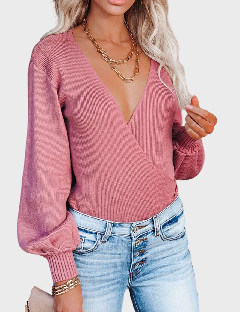 Galina™ - Пуловер с оребрена плетка