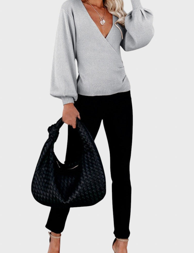 Galina™ - Пуловер с оребрена плетка