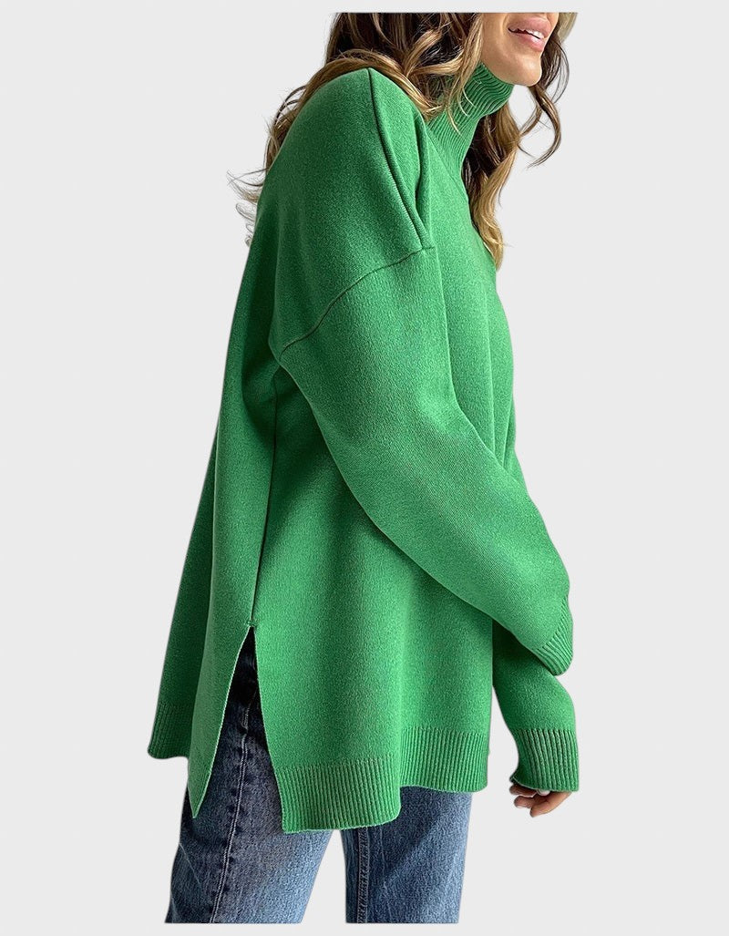Lyuba™ - Оувърсайз плетен пуловер с поло яка