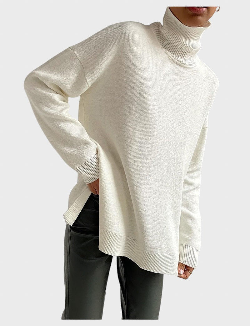 Lyuba™ - Оувърсайз плетен пуловер с поло яка