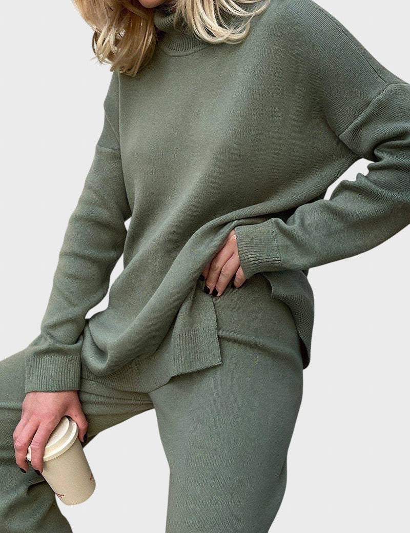 Lyuba™ - Оувърсайз плетен пуловер с поло яка