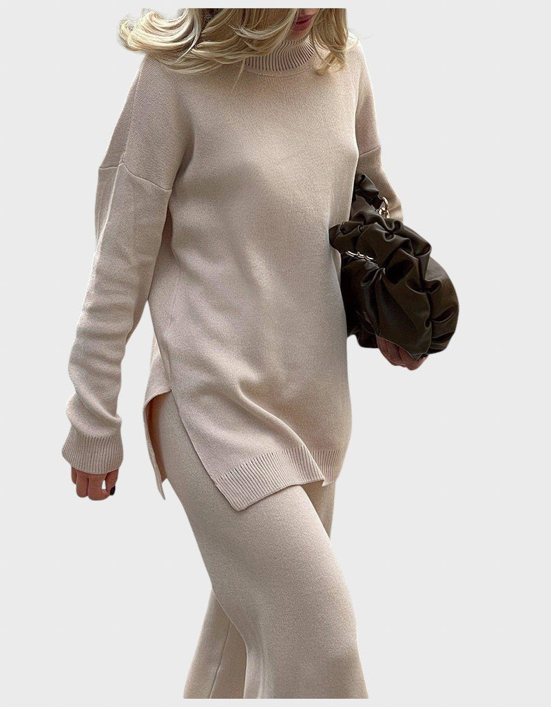 Lyuba™ - Оувърсайз плетен пуловер с поло яка