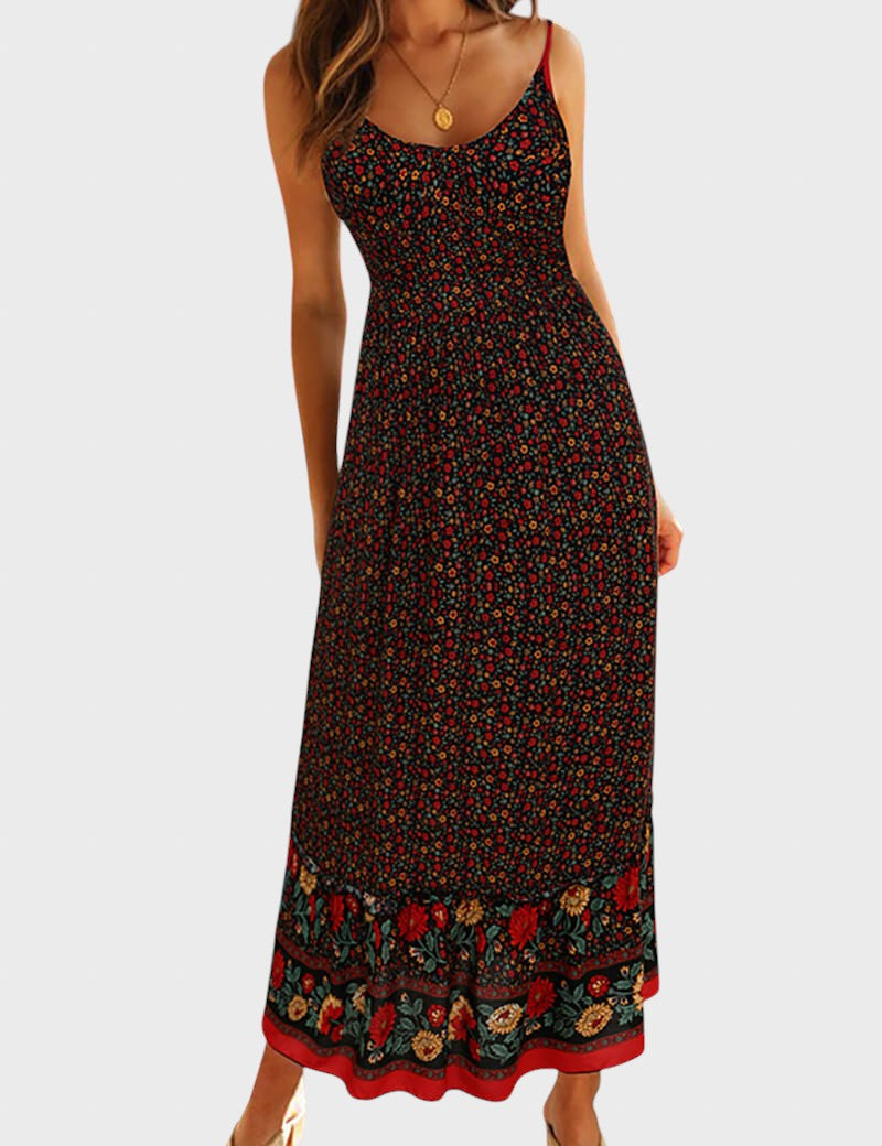 Kiriaki™ - Макси рокля на цветя с тънки презрамки