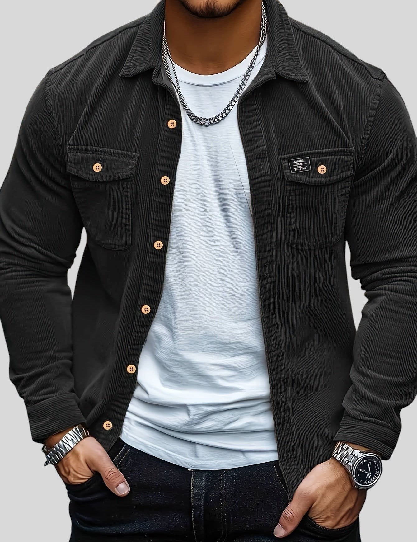 Atanas™ - Ежедневна кадифена риза с копчета