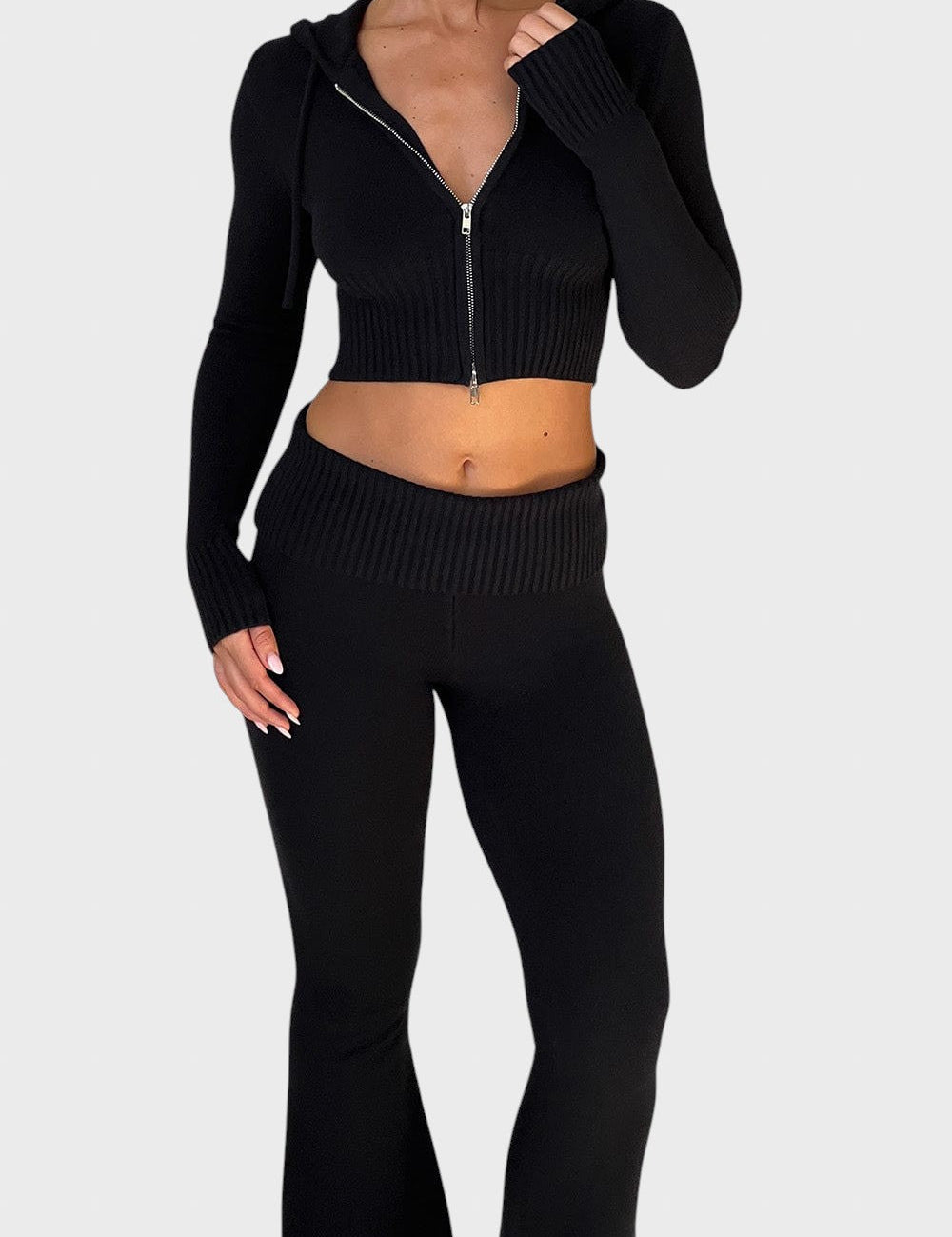 Avgustina™ - Комплект от две части с ребрена плетка