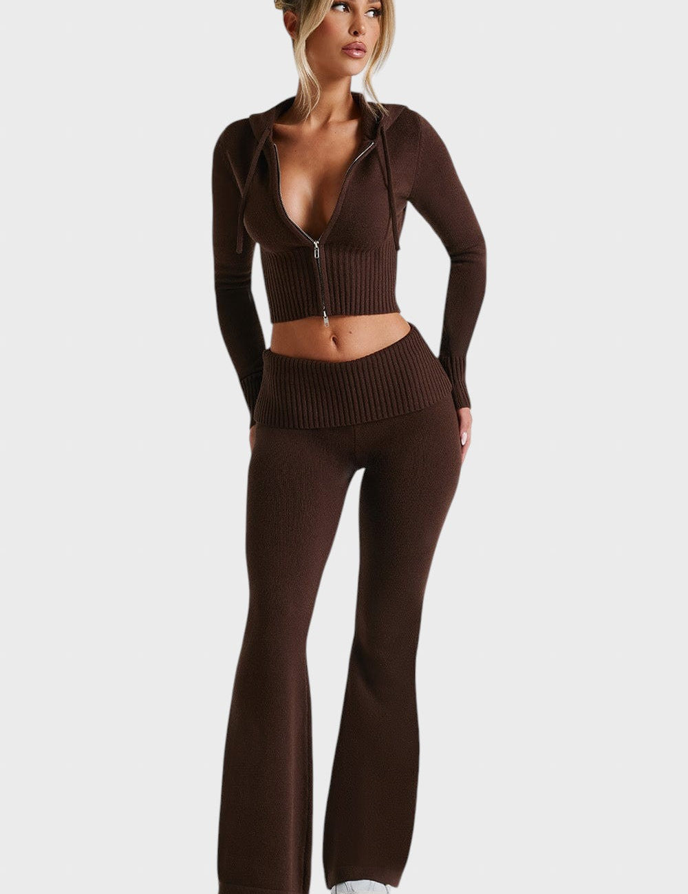 Avgustina™ - Комплект от две части с ребрена плетка