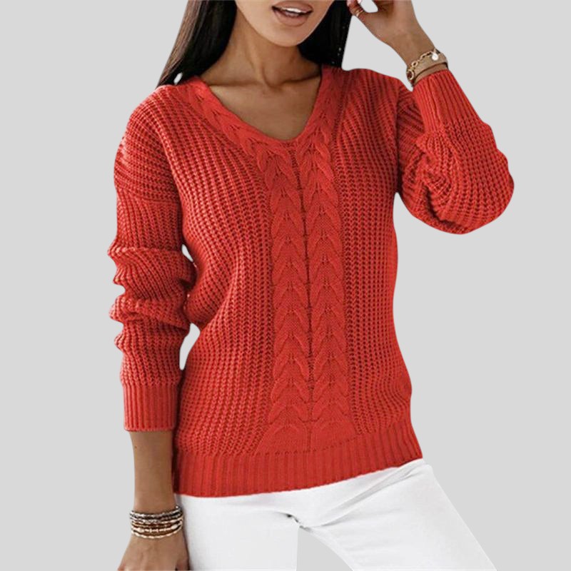 Slavka™ - Плетен пуловер с дълъг ръкав